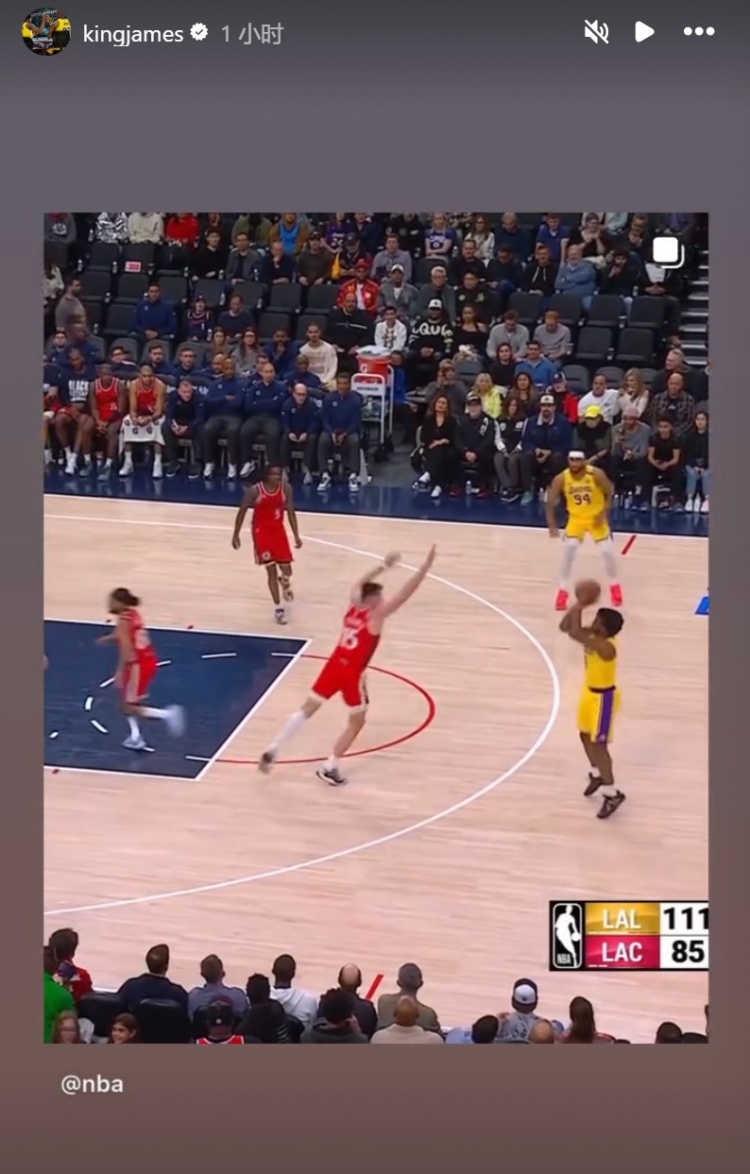  為你驕傲！布朗尼投進NBA生涯首記三分球！詹姆斯賽后轉(zhuǎn)發(fā)