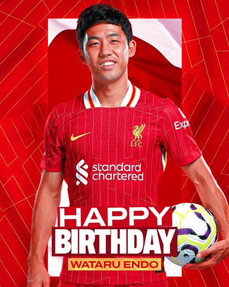  利物浦祝遠藤航32歲生日快樂，球員加盟紅軍至今出戰(zhàn)62場比賽