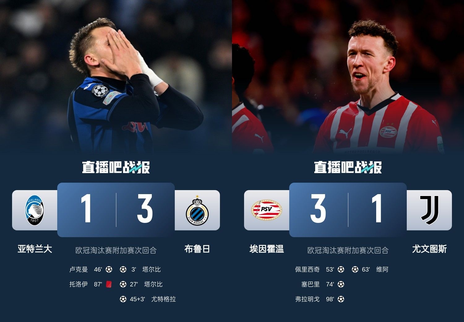  真是意甲拉垮？PSV淘汰尤文后3連敗，布魯日爆冷真藍(lán)黑后1勝難求